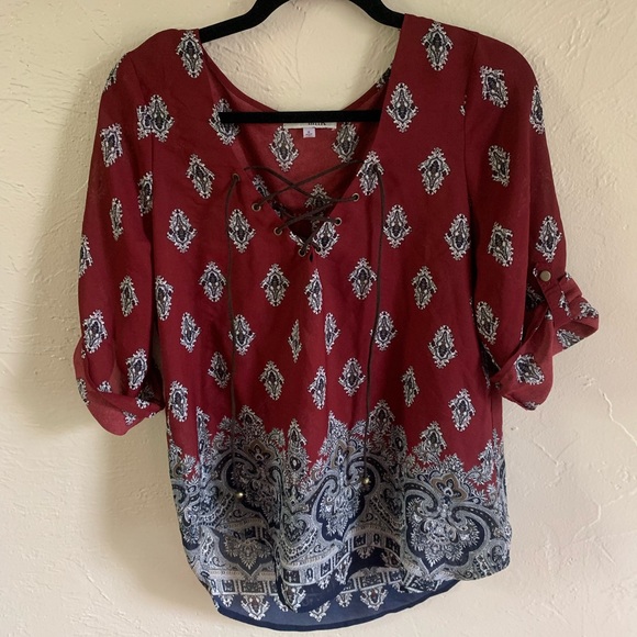 Lace up Blouse - Picture 1 of 5